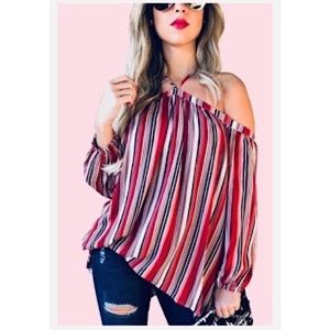 Santa Fe Striped Choker Halter Top
